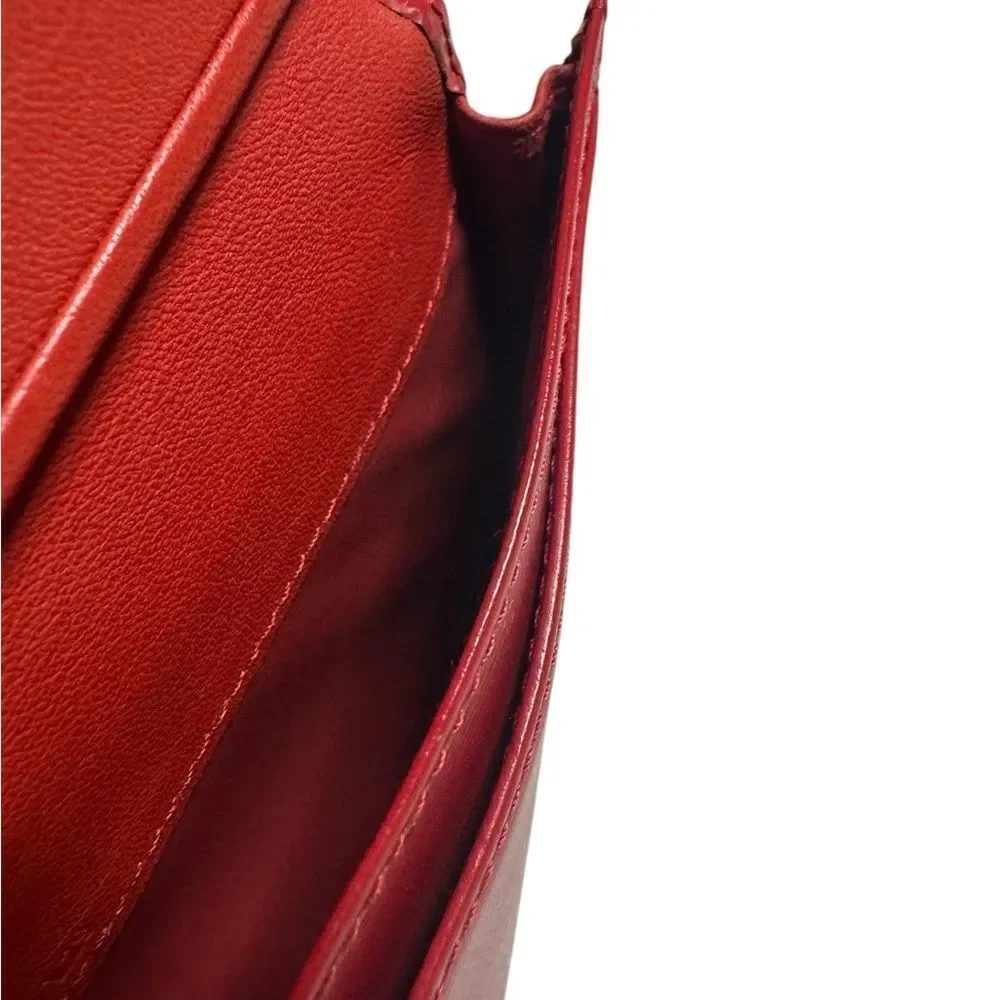 Auth Loewe Smooth Red Leather Bifold Card Holder